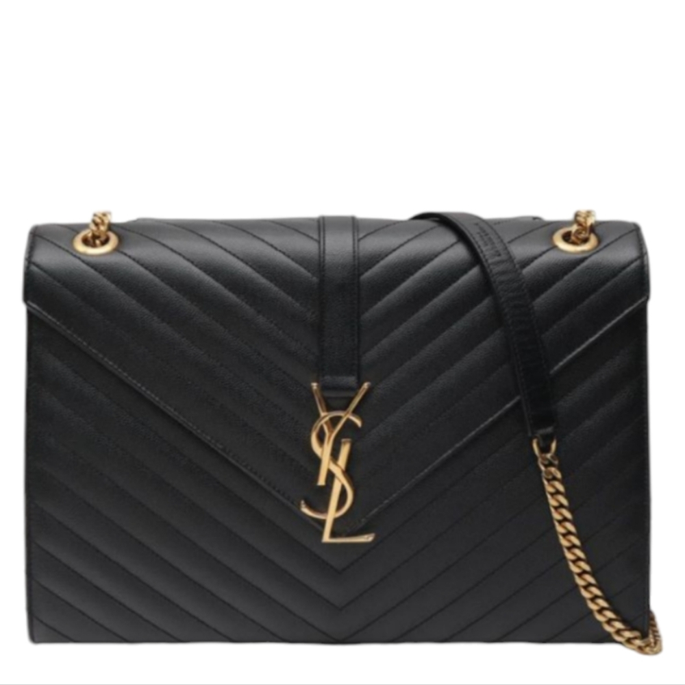 MSRP $3,500 NWT BNIB SAINT LAURENT ENVELOPE LARGE BAG MATELASSÉ GRAIN DE POUDRE - Picture 2 of 16